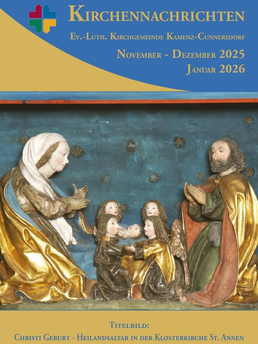 Kirchenbote als download Kanon zur Jahreslosung 2026 mit Noten und Text ‚Gott spricht: Siehe, ich mache alles neu‘ (Offenbarung 21,5). Oben Notenblatt mit vierstimmigem Kanon von Michael Pöche, darunter ein farbenfrohes Gemäl
